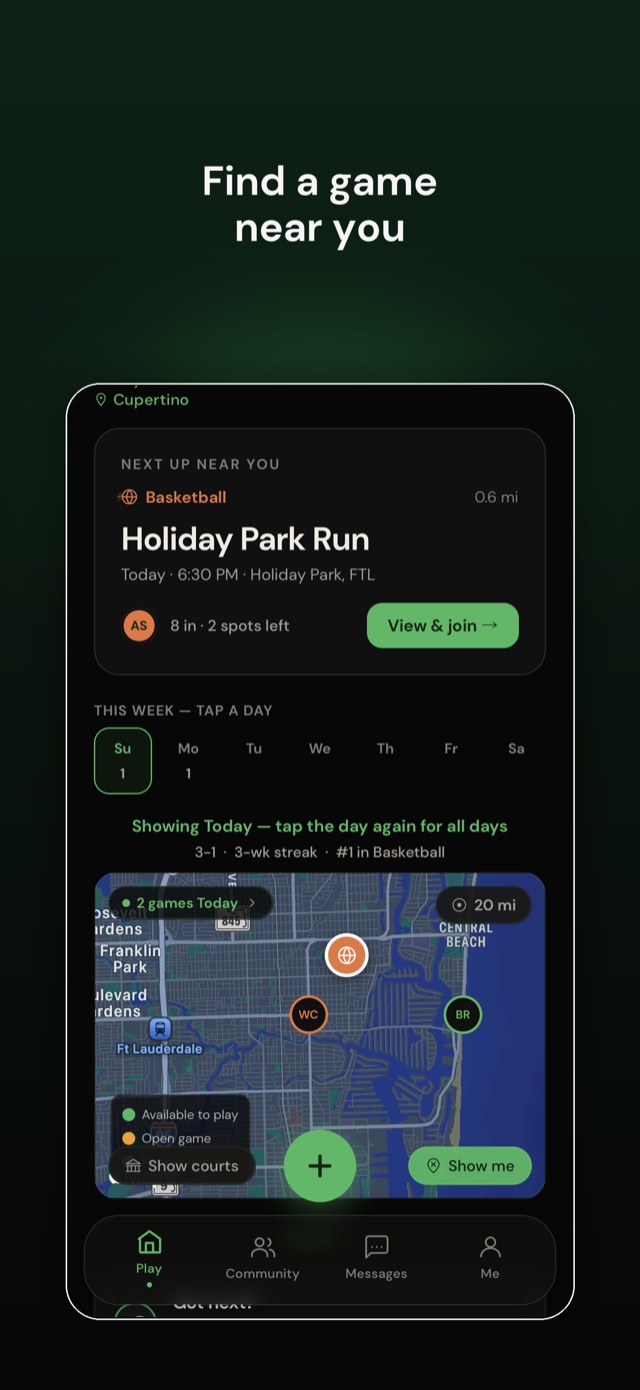 Find a game near you on Pickup's live map